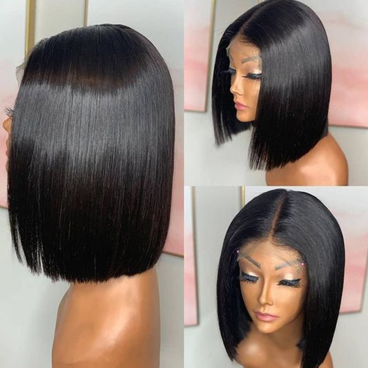 Bob Lace 150 Remy Human Hair 13x4 Straight Lace Front Wig Pre Plucked Closure Wig