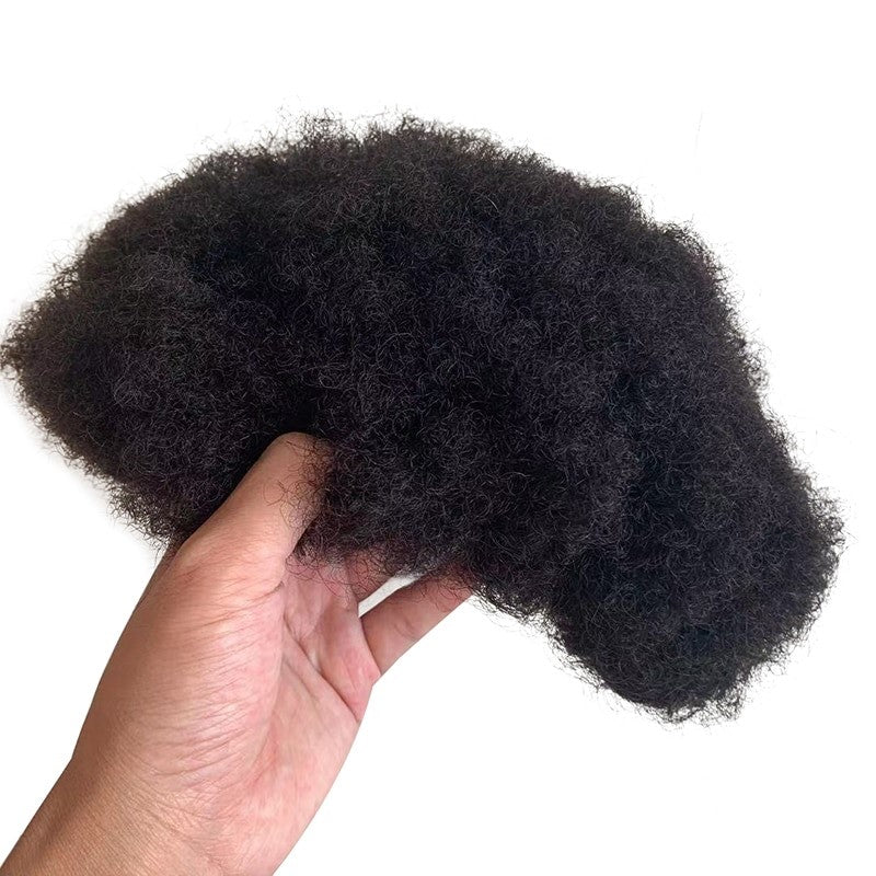 Afro Kinky Curl Toupee Human Hair Replacement Piece