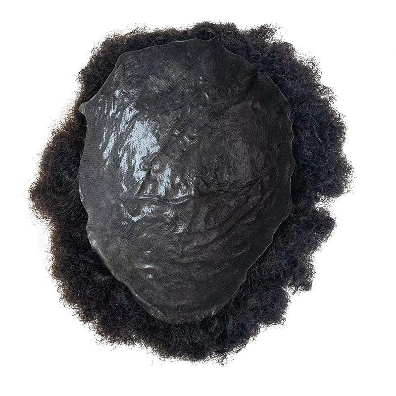 Afro Kinky Curl Toupee Human Hair Replacement Piece