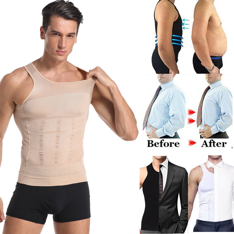 Mens Slimming Vest Body Shaper Corrective Abdomen Posture Belly Control Compression Shirt Vest Underwear Corset