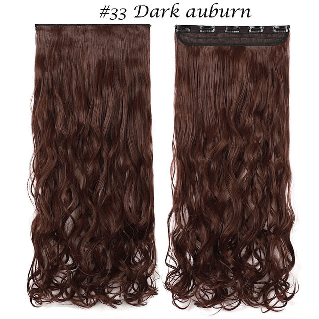 Long wavy 5 clip in one piece synthetic natural hair extensions