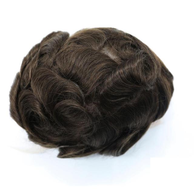 Remy Human Hair Invisible Hairline Ultra Thin Skin V-loop Toupee Poly Skin Wigs for Men PU Hair Systems