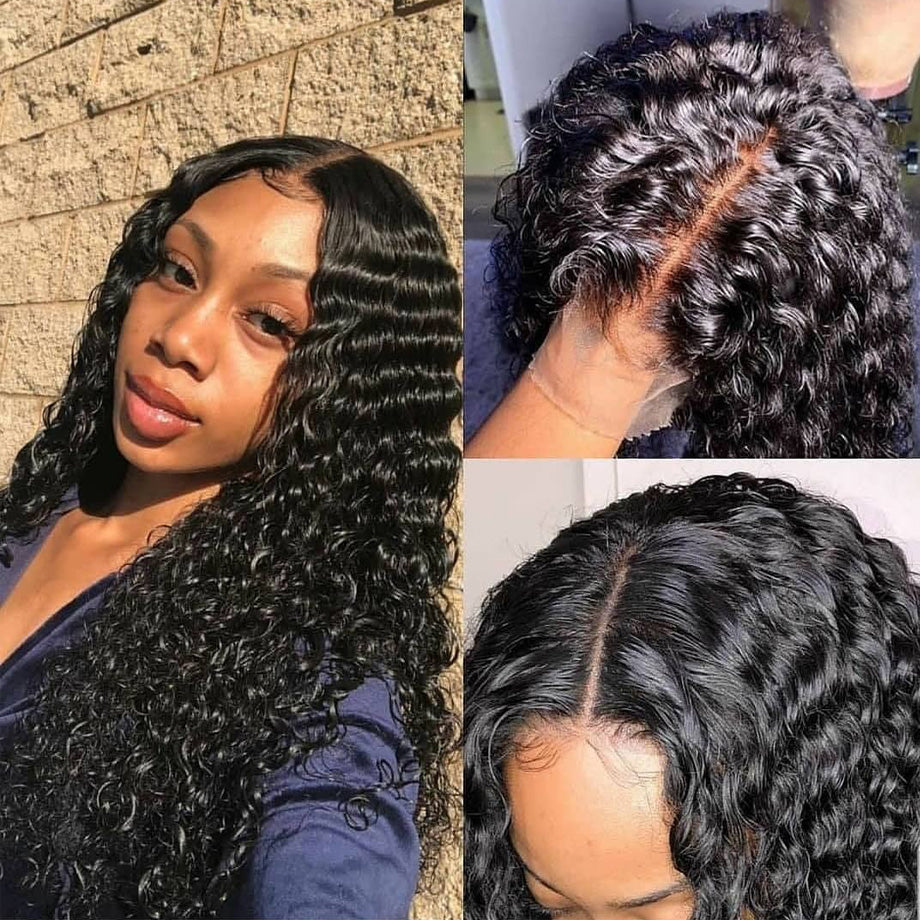 Loose Deep Wave 100% Human Hair Water Wave Lace Front Full Wet And Wavy Curly Wig