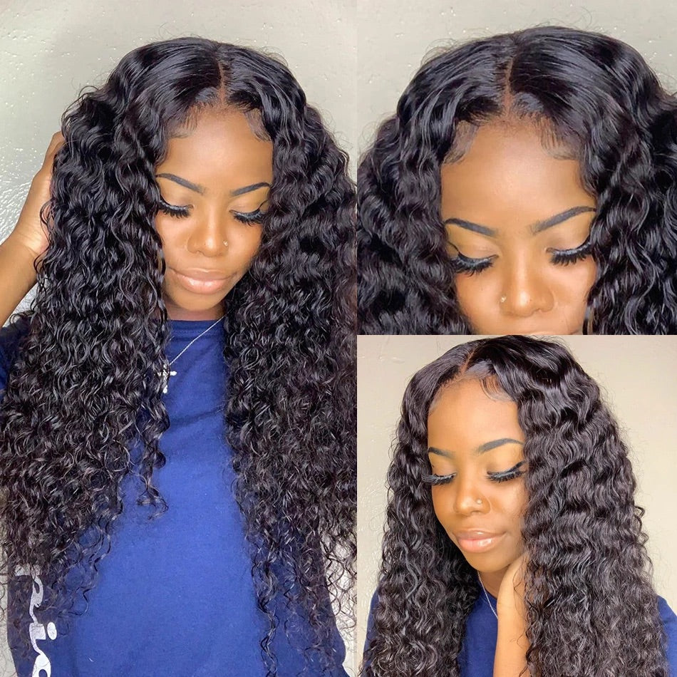 Loose Deep Wave 100% Human Hair Water Wave Lace Front Full Wet And Wavy Curly Wig