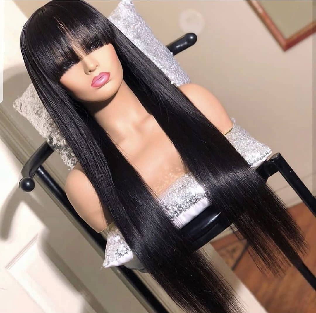 Glueless Brazilian Straight Human Hair Ready To Wear 100% Short & Long Bob Wigs With Bangs