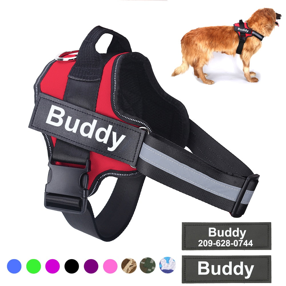 Personalized Harness NO PULL Reflective Adjustable Pet Puppy Dog Harness S M L XL XXL Custom patch