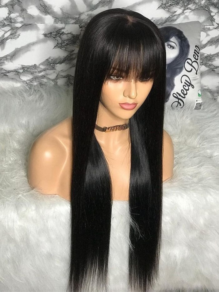 Glueless Brazilian Straight Human Hair Ready To Wear 100% Short & Long Bob Wigs With Bangs