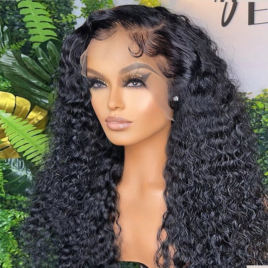 Loose Deep Wave 100% Human Hair Water Wave Lace Front Full Wet And Wavy Curly Wig