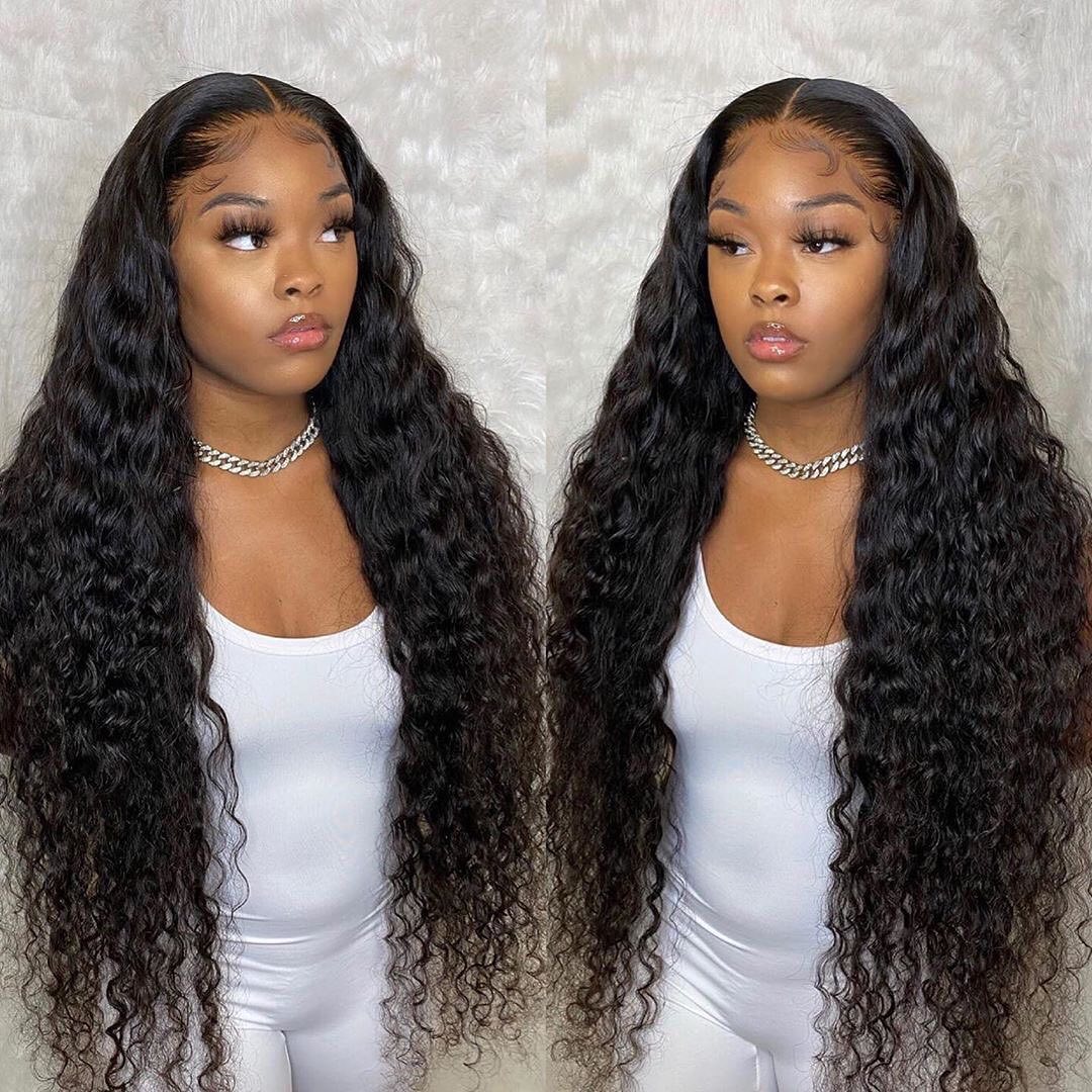 Loose Deep Wave 100% Human Hair Water Wave Lace Front Full Wet And Wavy Curly Wig