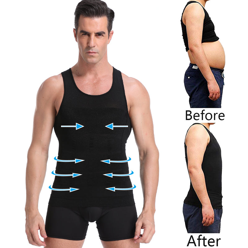 Mens Slimming Vest Body Shaper Corrective Abdomen Posture Belly Control Compression Shirt Vest Underwear Corset