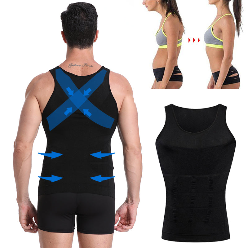 Mens Slimming Vest Body Shaper Corrective Abdomen Posture Belly Control Compression Shirt Vest Underwear Corset